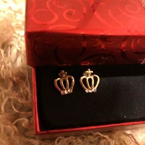 Gold Crown Stud Earrings